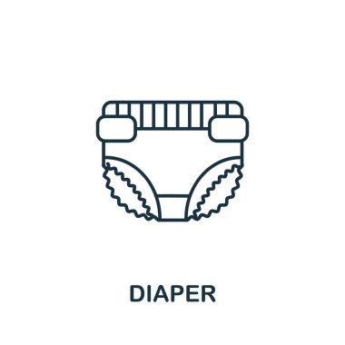 Bebek bezi koleksiyonundan bebek bezi ikonu. Şablonlar, web tasarımı ve bilgi grafikleri için basit satır elemanı bez sembolü