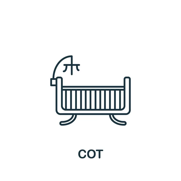 Иконка из коллекции детских вещей. Символ элемента простой линии кроватки для шаблонов, веб-дизайна и инфографики — стоковый вектор