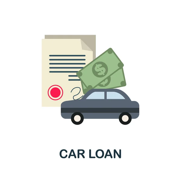 Ikona půjčky na auto. Plochý znak ze sbírky kreditů. Ikona Creative Car Loan pro webdesign, šablony, infografiku a další — Stockový vektor