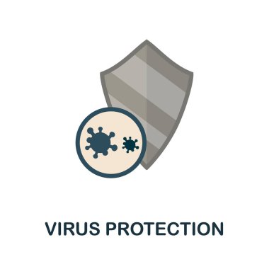 Virüs Koruma ikonu. Antibiyotik direnci koleksiyonundan renkli bir işaret. Web tasarımı, bilgi grafikleri ve daha fazlası için yaratıcı Virüs Koruma simgesi çizimi