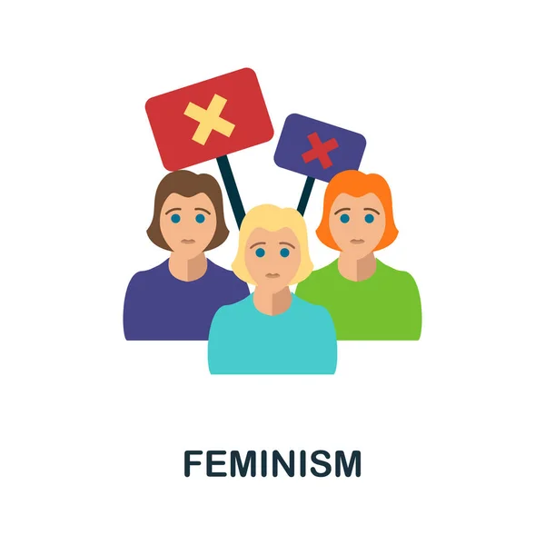 Feminismo icono plano. Color elemento simple de la colección de activismo. Icono de feminismo creativo para diseño web, plantillas, infografías y más — Vector de stock