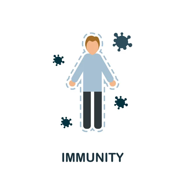 免疫フラットアイコン。抗生物質耐性コレクションからのカラーサイン。Webデザイン、インフォグラフィックなどのための創造的な免疫アイコンのイラスト — ストックベクタ