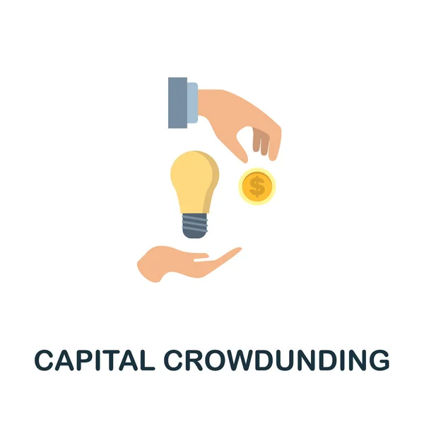 Capital Crowdunding ícone plano. Sinal simples da colecção de crowdfunding. Creative Capital Crowdunding ícone ilustração para web design, infográficos e muito mais — Vetor de Stock