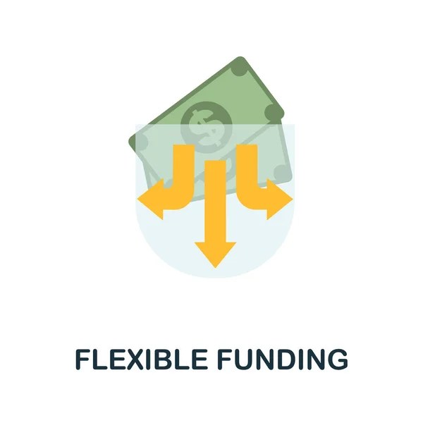 Flexible icono plano de financiación. Signo simple de la colección de crowdfunding. Ilustración de iconos de financiación flexible creativa para diseño web, infografías y más — Vector de stock