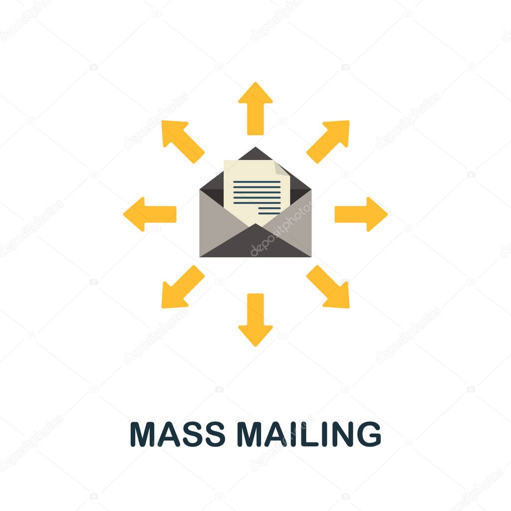Mass Mailing flat icon. Simple sign from crowdfunding collection. Creative Mass Mailing icon illustration for web design, infographics and more