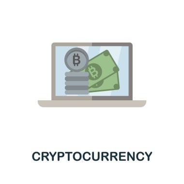 Kripto para birimi düz simgesi. Şifreleme para koleksiyonundan renkli bir işaret. Web tasarımı, bilgi grafikleri ve daha fazlası için yaratıcı Kripto para birimi simgesi çizimi