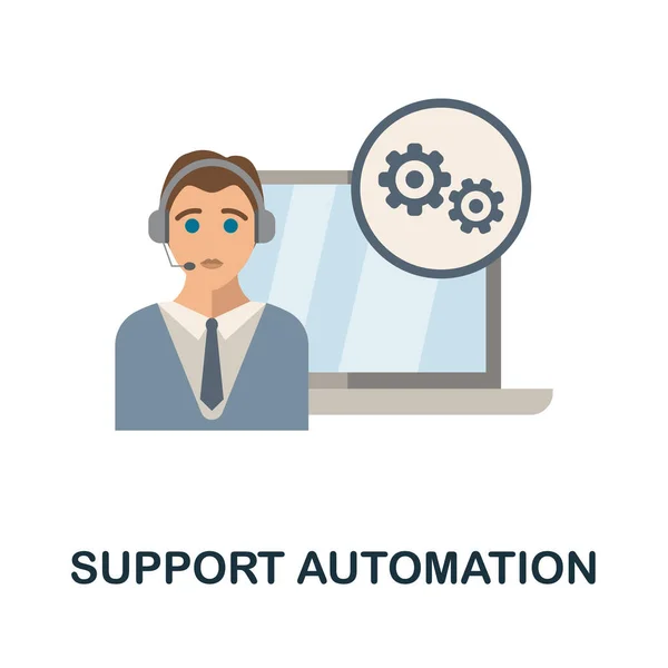 Support Automation lapos ikon. Színes jel az ügyfélmenedzsment gyűjteményből. Kreatív Support Automation ikon illusztráció web design, infographics és így tovább — Stock Vector