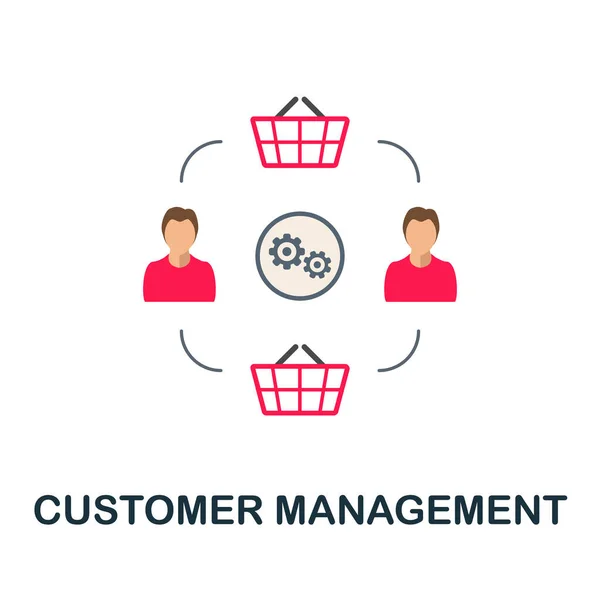 Klantenbeheer platte pictogram. Gekleurd bord uit de collectie. Creative Customer Management icoon illustratie voor web design, infographics en meer — Stockvector