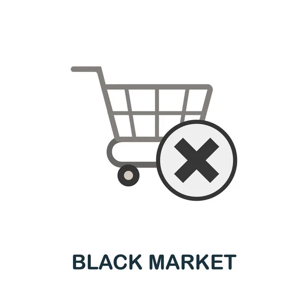 Fekete piaci lapos ikon. Színes jel a sötét web gyűjteményből. Creative Black Market ikon illusztráció web design, infografika és így tovább — Stock Vector
