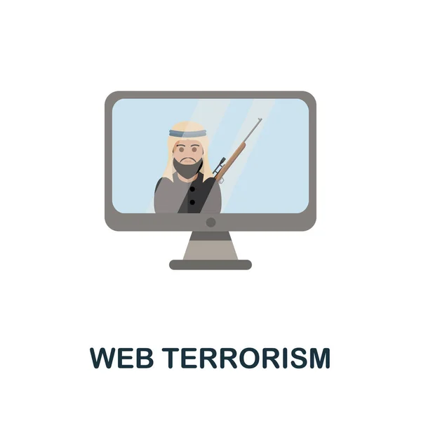 Web Terrorismo ícone plano. Sinal colorido da coleção web escura. Ilustração do ícone Creative Web Terrorism para web design, infográficos e muito mais — Vetor de Stock