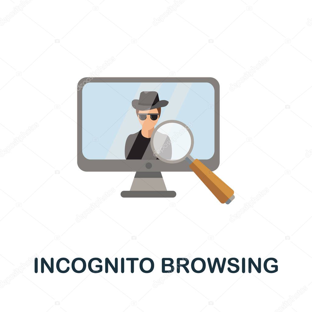Incognito Browsing flat icon. Colored sign from dark web collection. Creative Incognito Browsing icon illustration for web design, infographics and more