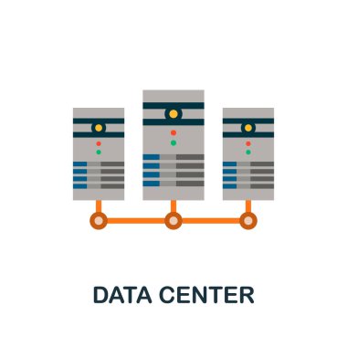 Veri Merkezi simgesi. Veri analizi koleksiyonundan düz işaret elemanı. Web tasarımı, şablonlar, bilgi grafikleri ve daha fazlası için yaratıcı Veri Merkezi simgesi