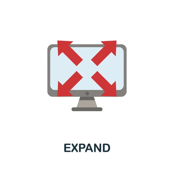 Ampliar icono. Elemento de signo plano de la colección de análisis de datos. Creative Expand icono para el diseño web, plantillas, infografías y más — Archivo Imágenes Vectoriales
