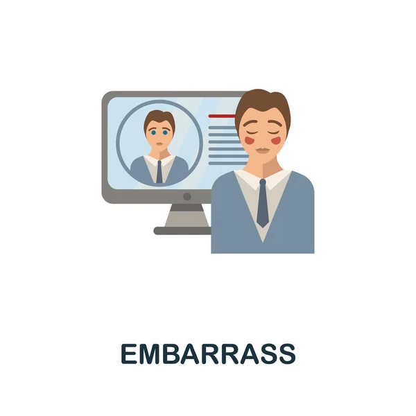 Płaska ikona Embarrass. Kolorowy znak z kolekcji cybernękania. Kreatywna ikona Embarrass ilustracja do projektowania stron internetowych, infografik i więcej — Wektor stockowy