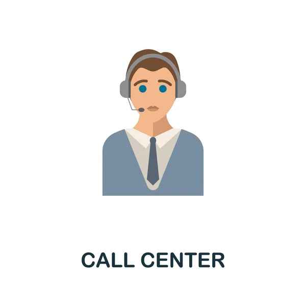 Icono plano del Call Center. Signo de color de la colección de servicio al cliente. Ilustración de iconos de Creative Call Center para diseño web, infografías y más — Archivo Imágenes Vectoriales