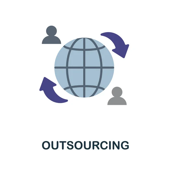 Outsourcen van flat icon. Gekleurd bord uit klantenservicecollectie. Creative Outsourcing pictogram illustratie voor web design, infographics en meer — Stockvector