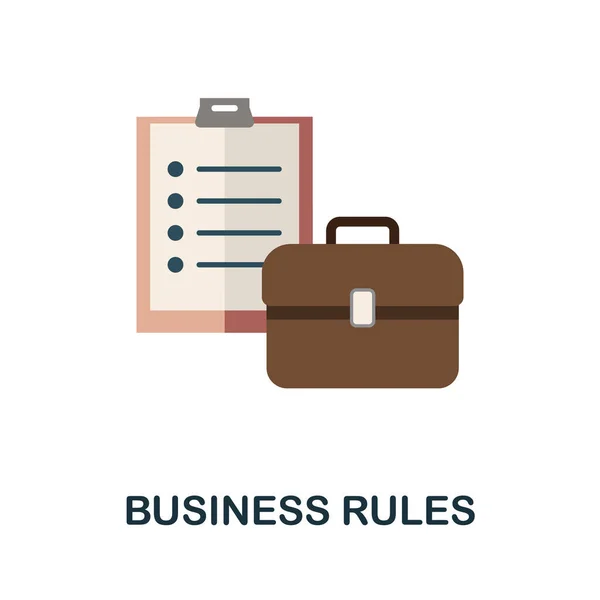 Zakelijke regels plat pictogram. Gekleurd bord uit klantenservicecollectie. Creatieve Business Rules icoon illustratie voor web design, infographics en meer — Stockvector