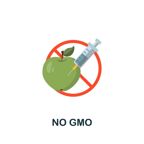 GMOのアイコンはない。エコフレンドリーな商品コレクションのフラットサイン要素。Webデザイン、テンプレート、インフォグラフィックなどのCreative No Gmoアイコン — ストックベクタ