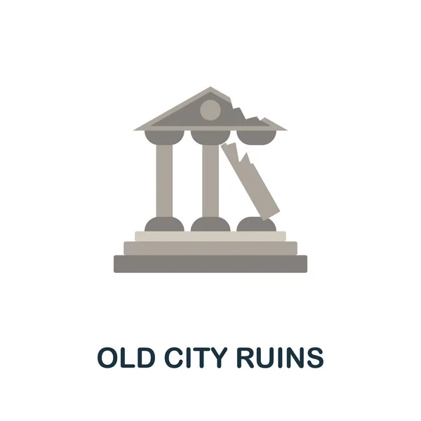 Gamla stan förstör platt ikon. Färgade tecken från utflykter samling. Creative Old City Ruins ikon illustration för webbdesign, infografik och mer — Stock vektor