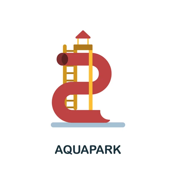 Icono plano Aquapark. Signo de color de la colección de excursiones. Ilustración creativa del icono de Aquapark para diseño web, infografías y más — Vector de stock