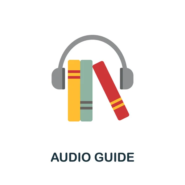 Ljud Guide platt ikon. Färgade tecken från utflykter samling. Creative Audio Guide ikon illustration för webbdesign, infografik och mer — Stock vektor