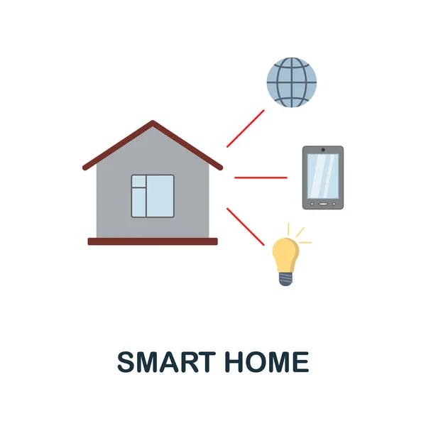 Smart Home icono plano. Signo de color de la colección de seguridad del hogar. Ilustración de iconos Creative Smart Home para diseño web, infografías y más — Vector de stock