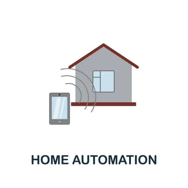 Inicio Automatización icono plano. Signo de color de la colección de seguridad del hogar. Ilustración de iconos Creative Home Automation para diseño web, infografías y más — Vector de stock