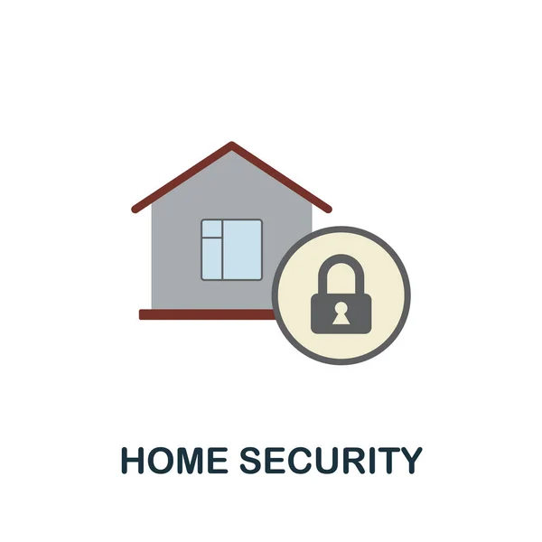 Home Security icona piatta. Segno colorato dalla collezione. Illustrazione icona Creative Home Security per web design, infografica e altro ancora — Vettoriale Stock