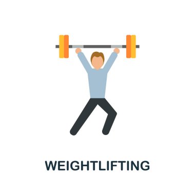 Ağırlık kaldırma ikonu. Ekstrem spor koleksiyonundan düz tabela. Web tasarımı, şablonlar, bilgi grafikleri ve daha fazlası için yaratıcı halter simgesi