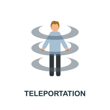 Işınlanma yassı simgesi. Gelecekteki teknoloji koleksiyonundan renkli bir işaret. Web tasarımı, bilgi grafikleri ve daha fazlası için yaratıcı ışınlama simgesi çizimi