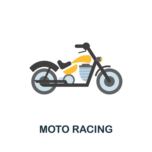 Icône Moto Racing. Elément plat signe de la collection sport extrême. Icône Creative Moto Racing pour la conception web, les modèles, les infographies et plus encore — Image vectorielle