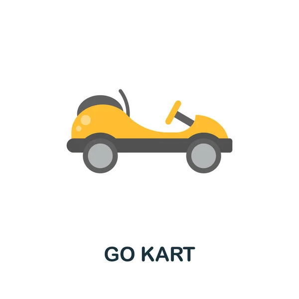 去卡丁车图标。来自极限运动收藏的平面符号元素。创意Go Kart图标，用于网页设计、模板、信息图形等 — 图库矢量图片