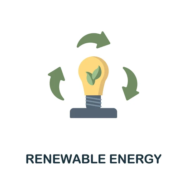 Erneuerbare Energien flach Ikone. Farbiges Schild aus der futuristischen Technologie-Sammlung. Kreative Illustration von Symbolen für erneuerbare Energien für Webdesign, Infografiken und mehr — Stockvektor