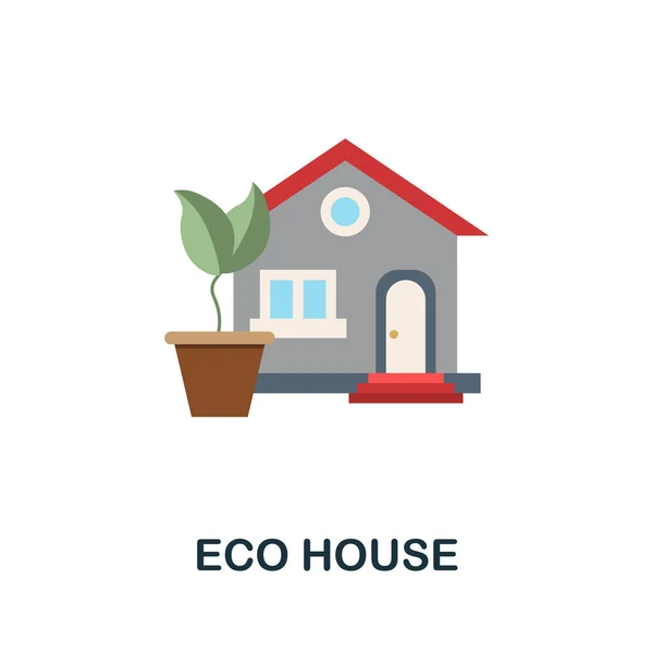 Płaska ikona Eco House. Kolorowy znak z futurystycznej kolekcji technologii. Ikona Creative Eco House do projektowania stron internetowych, infografik i innych — Wektor stockowy