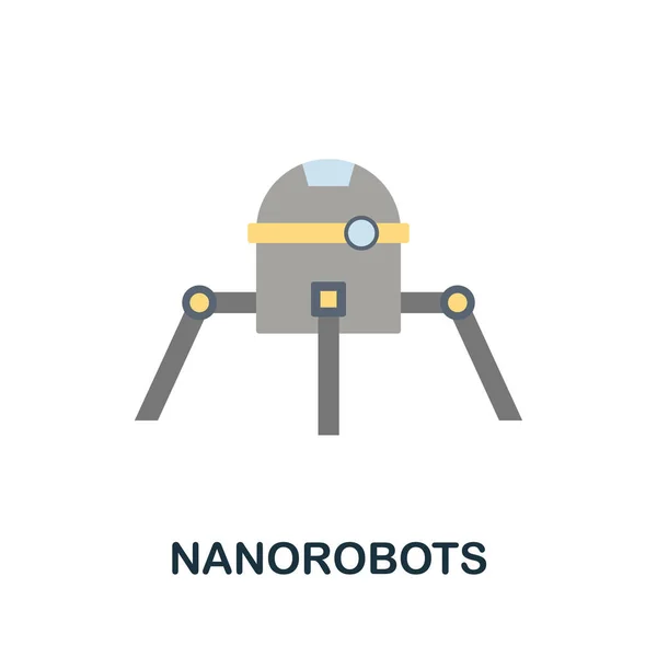 Nanorobots icono plano. Signo de color de la colección de tecnología futurictica. Ilustración creativa del icono de Nanorobots para el diseño web, infografías y más — Vector de stock