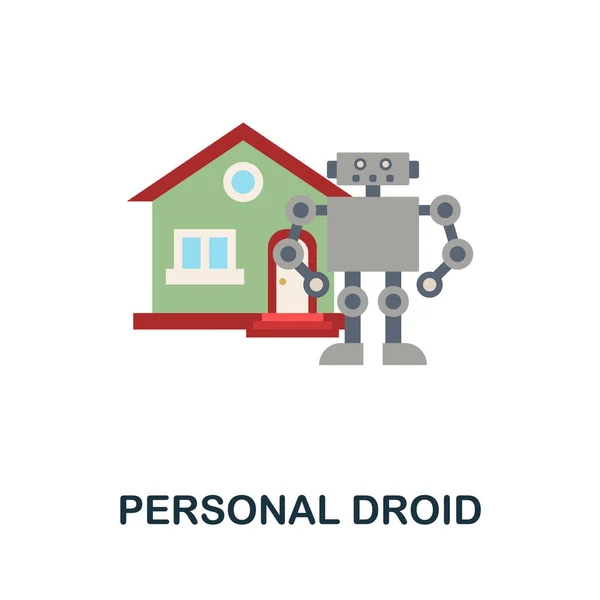 Icono plano Droide personal. Signo de color de la colección de tecnología futurictica. Ilustración de iconos de Droid personal creativo para diseño web, infografías y más — Vector de stock