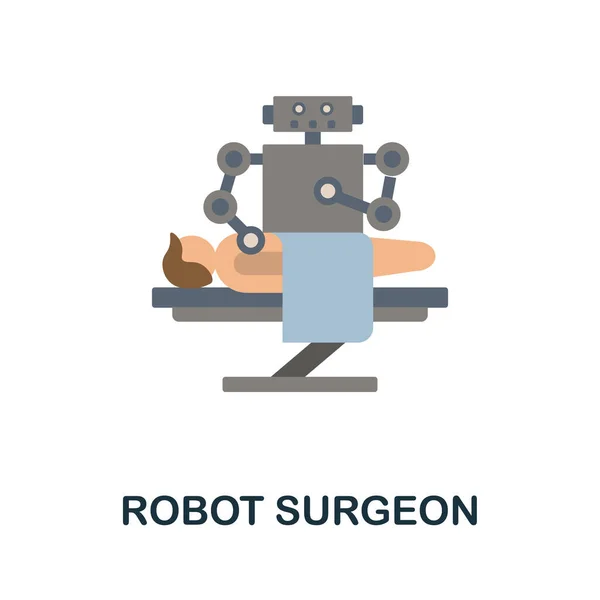 Robot Cirujano icono plano. Signo de color de la colección de tecnología futurictica. Ilustración de iconos de Creative Robot Surgeon para diseño web, infografías y más — Vector de stock