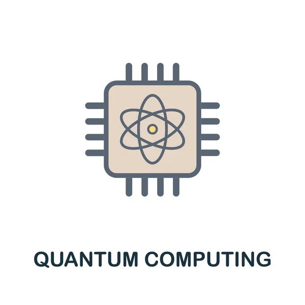 Ícone plano de computação quântica. Sinal colorido da coleção de tecnologia futurictic. Ilustração de ícone de computação quântica criativa para web design, infográficos e muito mais —  Vetores de Stock