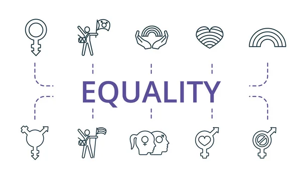 Gleichberechtigungssymbole gesetzt. Enthält editierbare Symbole wie Pride Parade, Transgender, sexuelle Orientierung und mehr. — Stockvektor