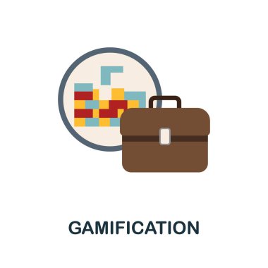Gamification düz simgesi. Koleksiyondan basit bir işaret. Web tasarımı, bilgi grafikleri ve daha fazlası için yaratıcı Gamification simgesi çizimi