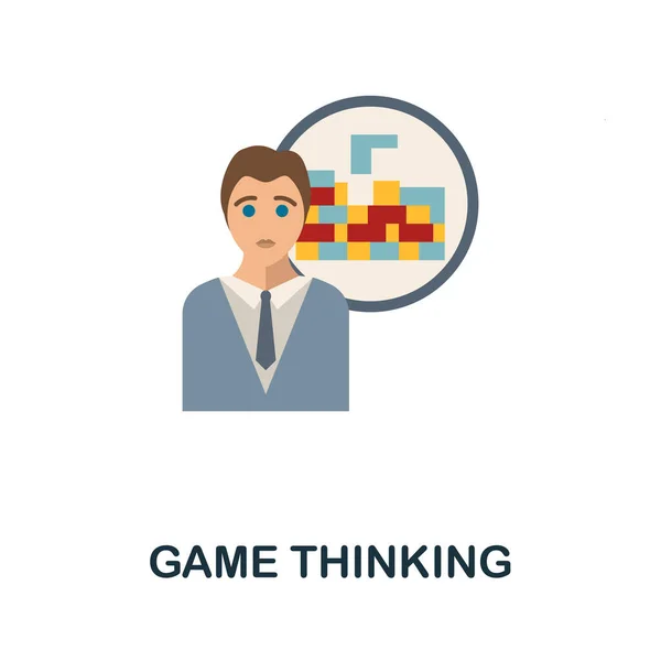 Juego Pensamiento icono plano. Signo simple de la colección de gamificación. Ilustración de iconos de Creative Game Thinking para diseño web, infografías y más — Archivo Imágenes Vectoriales