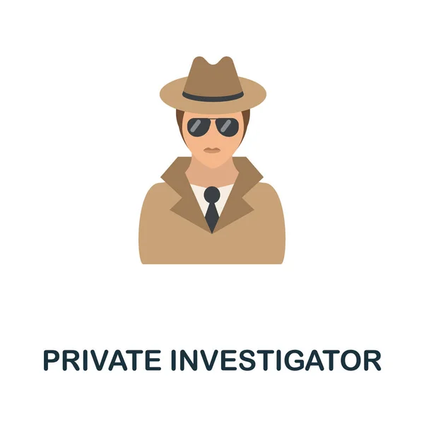 Privatdetektiv Ikone. Flaches Zeichenelement aus der Gesetzessammlung. Creative Private Investigator Icon für Webdesign, Vorlagen, Infografiken und mehr — Stockvektor