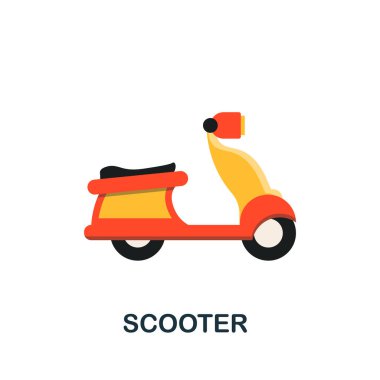 Scooter ikonu. Nakliye koleksiyonundan düz tabela ögesi. Web tasarımı, şablonlar, bilgi grafikleri ve daha fazlası için yaratıcı scooter simgesi