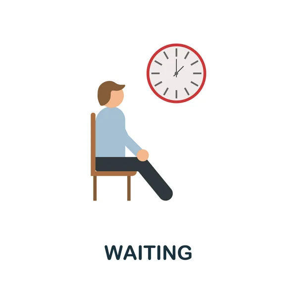 Ikona czekania. Element płaski znak z kolekcji zarządzania czasem. Ikona Creative Waiting do projektowania stron internetowych, szablonów, infografik i innych — Wektor stockowy