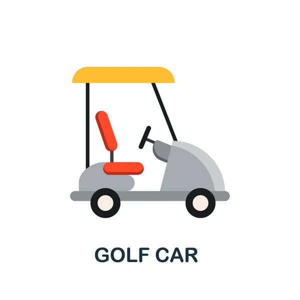 Icono del coche de golf. Elemento de señal plana de recogida de transporte. Icono de Creative Golf Car para diseño web, plantillas, infografías y más — Archivo Imágenes Vectoriales