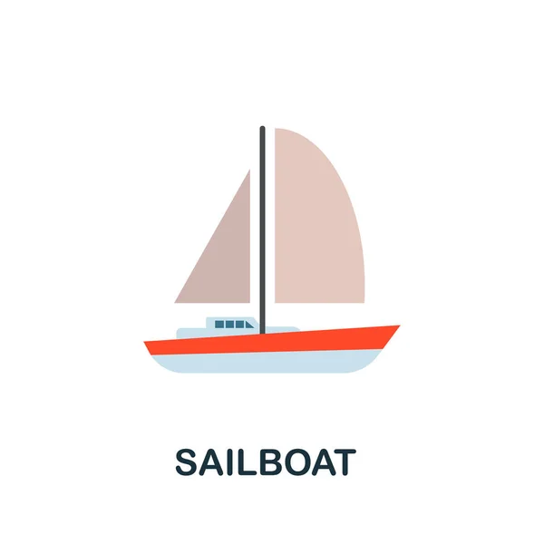 帆船的图标。来自传输集合的平面符号元素。具有创意的帆船图标，用于网页设计、模板、信息图表等 — 图库矢量图片