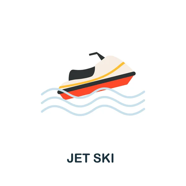 喷气滑雪图标。来自传输集合的平面符号元素。用于网页设计、模板、信息图表等的创造性Jet Ski图标 — 图库矢量图片