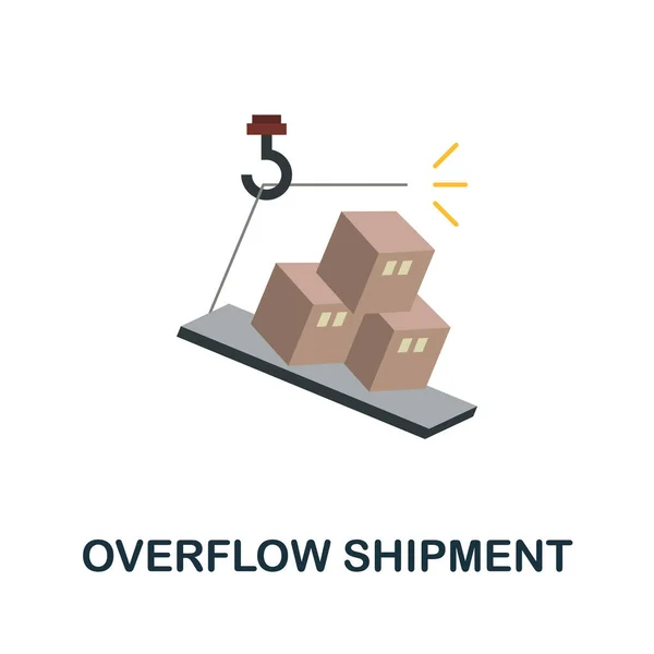 Transbordamento Ícone plano de expedição. Sinal simples da colecção logística. Ilustração do ícone Creative Overflow Shipment para web design, infográficos e muito mais — Vetor de Stock