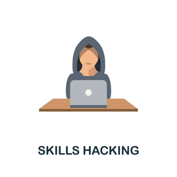 Skills Hacking flache Symbol. Farbiges Zeichen aus der Sammlung maschinellen Lernens. Creative Skills Hacking Icon Illustration für Webdesign, Infografiken und mehr — Stockvektor