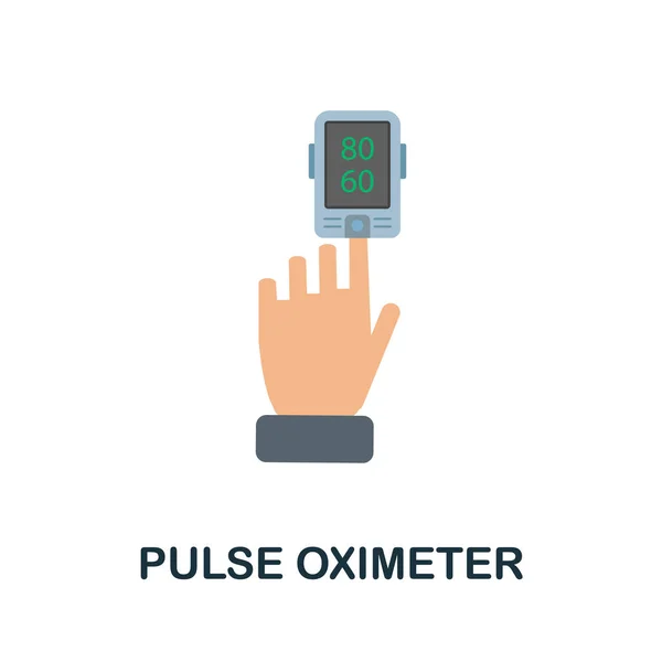 Ícone plano do oxímetro de pulso. Sinal colorido da colecção de oxigénio. Ilustração do ícone do oxímetro de pulso criativo para web design, infográficos e muito mais —  Vetores de Stock